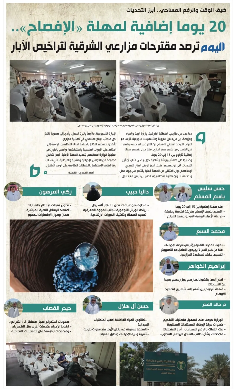 بعد رصد "اليوم" أبرز التحديات.. "البيئة" تمدد مهلة تراخيص الآبار عامًا إضافيًا
