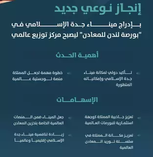 إدراج ميناء جدة الإسلامي في "بورصة لندن للمعادن" ليصبح مركزا عالميا للتوزيع