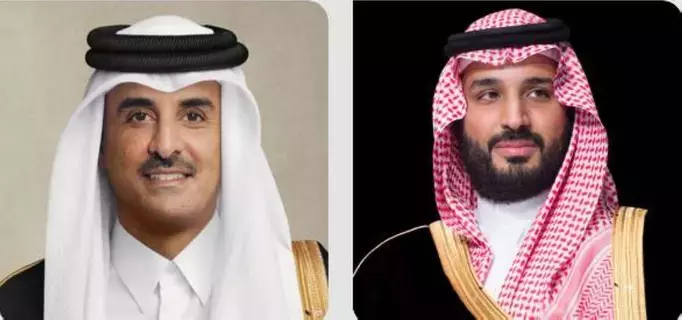 ولي العهد يبعث برقية لأمير دولة قطر إثر مغادرته الدوحة